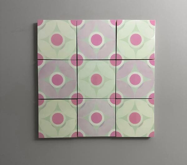 circle fields II  (pink & sea foam)